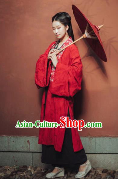 Traditional Chinese Song Dynasty Nobility Lady Red Hanfu Dress Ancient Royal Princess Historical Costumes for Women