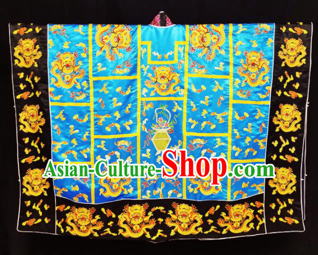 Chinese Ancient Taoist Priest Embroidered Dragon Blue Cassocks Traditional Taoism Vestment Costume