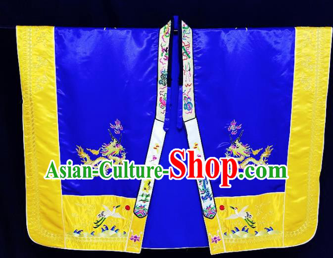 Chinese Ancient Taoist Priest Embroidered Dragons Royalblue Cassocks Traditional Taoism Vestment Costume