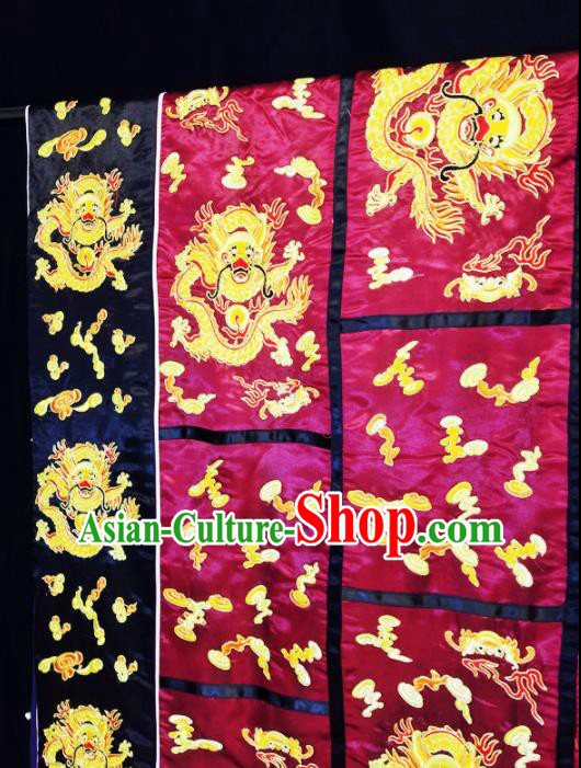 Chinese Ancient Taoist Priest Embroidered Dragon Wine Red Cassocks Traditional Taoism Vestment Costume