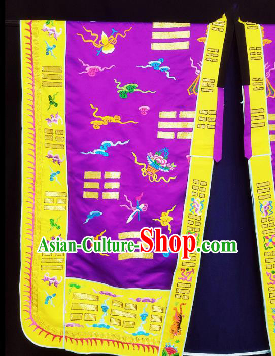 Chinese Ancient Taoist Priest Embroidered Tai Chi Dragon Purple Cassocks Traditional Taoism Vestment Costume