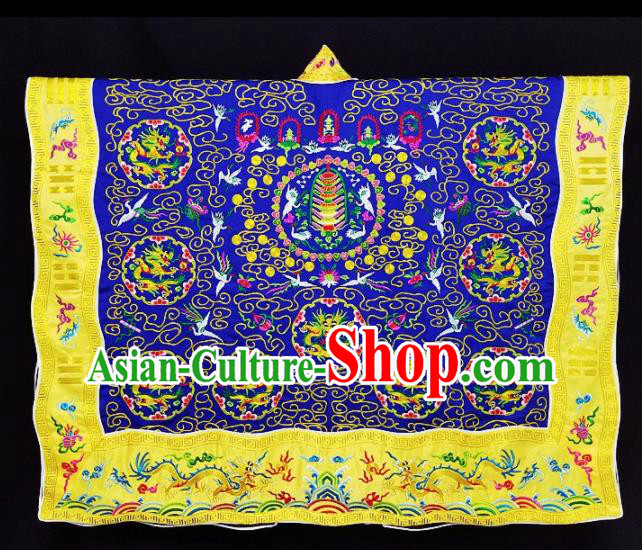 Chinese Ancient Taoist Priest Embroidered Round Dragons Royalblue Cassocks Traditional Taoism Vestment Costume