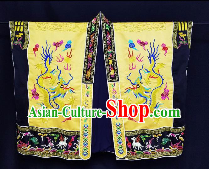 Chinese Ancient Taoist Priest Embroidered Round Dragons Yellow Cassocks Traditional Taoism Vestment Costume