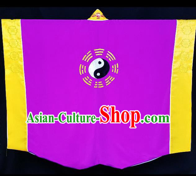 Chinese Ancient Taoist Priest Embroidered Tai Chi Purple Cassocks Traditional Taoism Vestment Costume