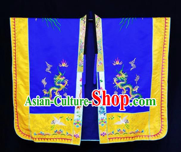 Chinese Ancient Taoist Priest Embroidered Dragons Royal Blue Cassocks Traditional Taoism Vestment Costume