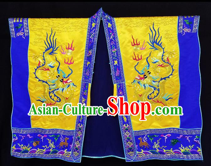 Chinese Ancient Taoist Priest Handmade Embroidered Dragons Golden Cassocks Traditional Taoism Vestment Costume