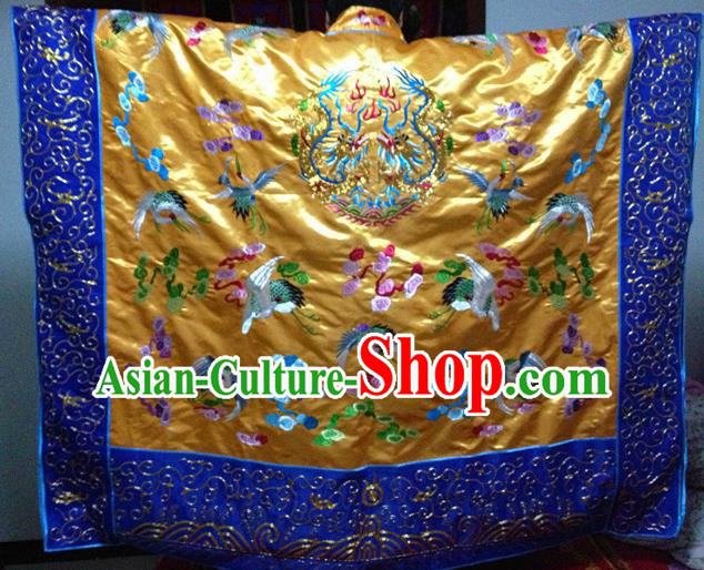 Chinese Ancient Taoist Priest Handmade Embroidered Cloud Cranes Golden Cassocks Traditional Taoism Vestment Costume