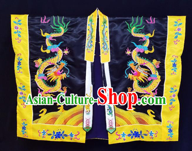 Chinese Ancient Taoist Priest Embroidered Dragon Navy Cassocks Traditional Taoism Vestment Costume