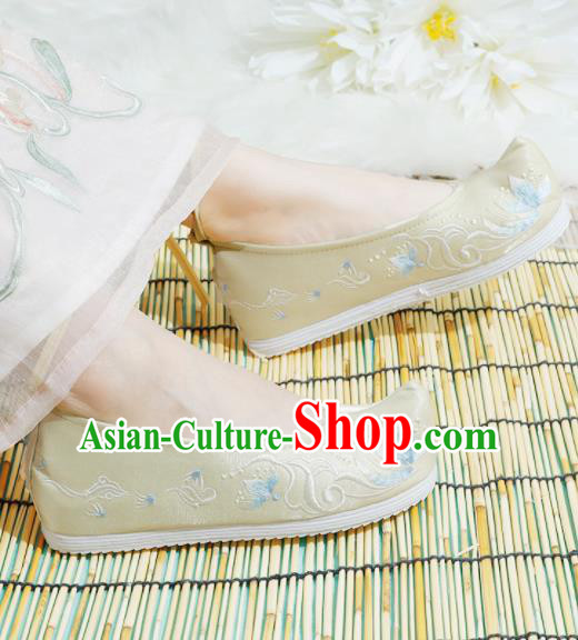 Chinese National Golden Embroidered Shoes Ancient Traditional Princess Shoes Hanfu Shoes for Women