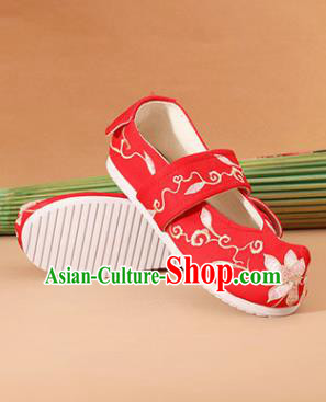 Chinese National Wedding Embroidered Red Shoes Ancient Traditional Princess Shoes Hanfu Shoes for Women