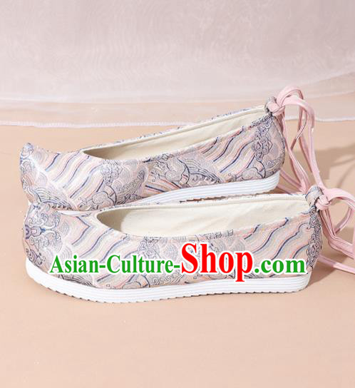 Chinese National Pink Hanfu Shoes Traditional Princess Shoes Embroidered Shoes for Women