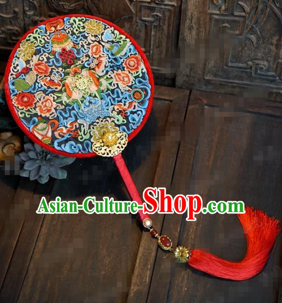 Traditional Chinese Handmade Court Wedding Round Fans Ancient Bride Palace Fan Accessories for Women