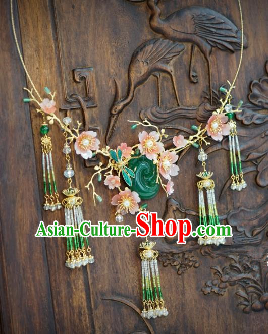 Traditional Chinese Handmade Court Jade Necklace Jewelry Accessories Ancient Princess Tassel Necklet for Women
