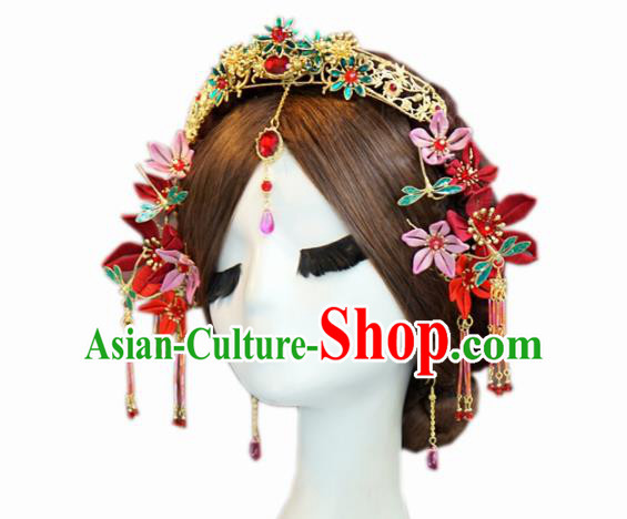Traditional Chinese Wedding Hair Accessories Luxury Hair Crown Ancient Bride Hairpins Complete Set for Women