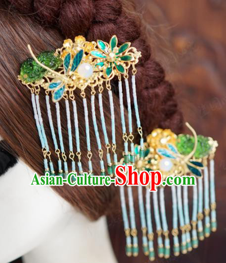 Traditional Chinese Ancient Bride Dragonfly Tassel Hair Clip Hanfu Court Queen Hairpins Handmade Hair Accessories for Women