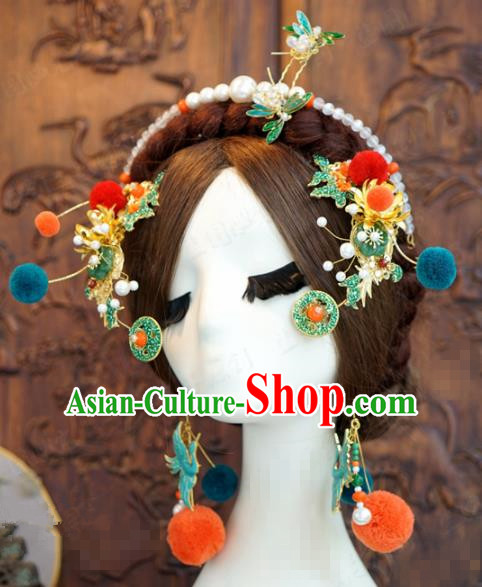 Traditional Chinese Wedding Luxury Hair Accessories Ancient Bride Hairpins Complete Set for Women