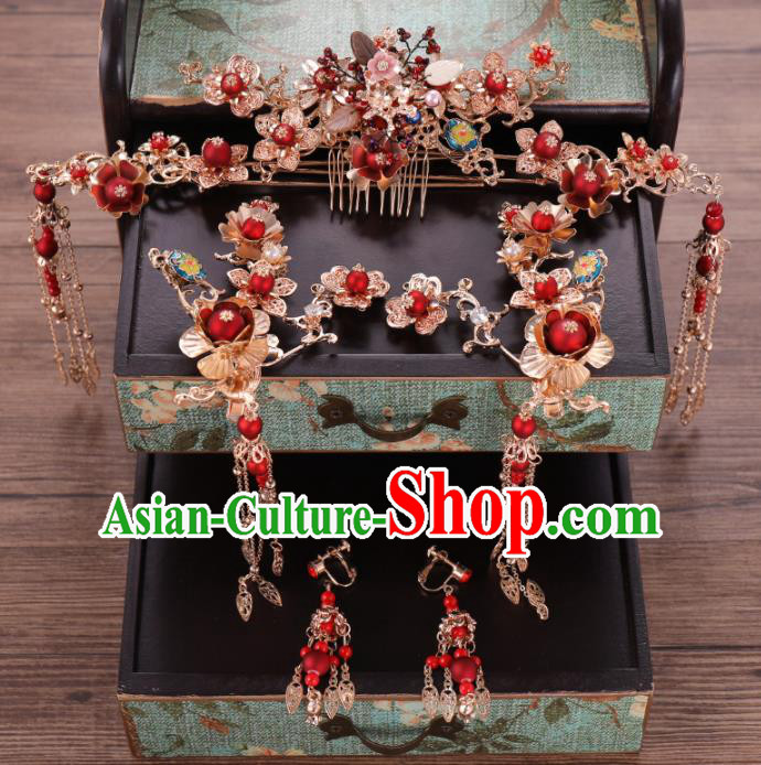 Traditional Chinese Wedding Hair Comb Luxury Hair Accessories Ancient Bride Hairpins Complete Set for Women