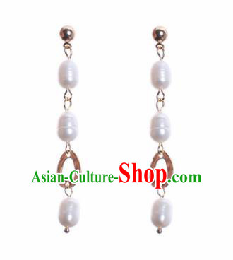 Traditional Chinese Handmade Court Pearls Ear Accessories Classical Earrings for Women