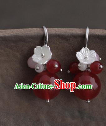 Traditional Chinese Handmade Court Red Ear Accessories Classical Earrings for Women