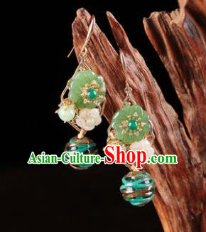 Traditional Chinese Classical Green Flower Earrings Handmade Court Ear Accessories for Women