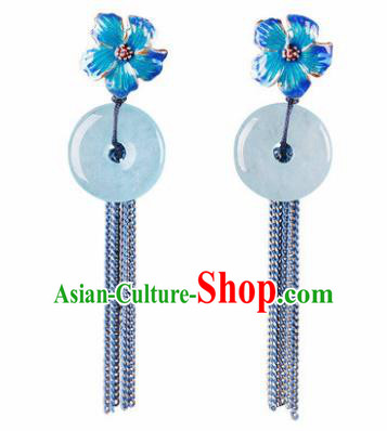 Traditional Chinese Classical Blueing Plum Rings Earrings Handmade Court Ear Accessories for Women