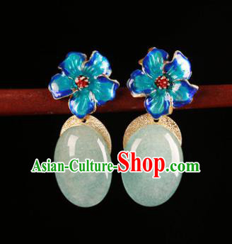 Traditional Chinese Classical Blueing Plum Earrings Handmade Court Ear Accessories for Women