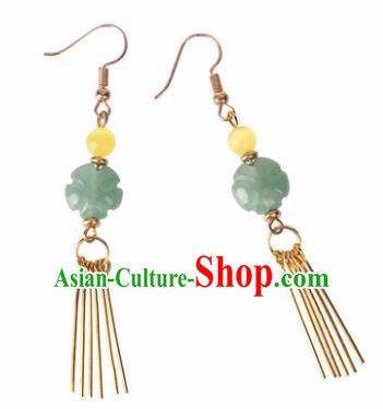 Traditional Chinese Classical Jade Flower Earrings Handmade Court Ear Accessories for Women