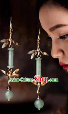 Traditional Chinese Classical Jade Earrings Handmade Court Ear Accessories for Women