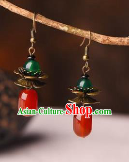 Traditional Chinese Classical Agate Earrings Handmade Court Ear Accessories for Women