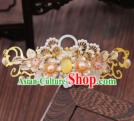 Traditional Chinese Hanfu Pine Hair Crown Ancient Court Queen Hairpins Handmade Hair Accessories for Women