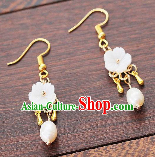 Traditional Chinese Classical Pearl Earrings Handmade Court Ear Accessories for Women