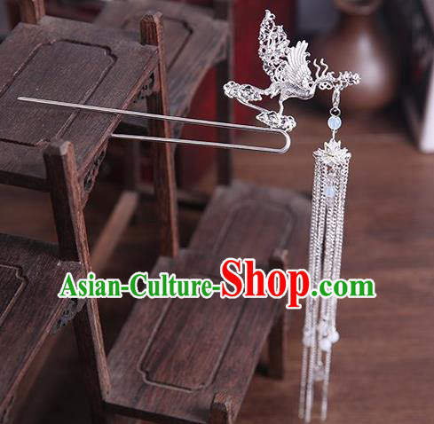 Traditional Chinese Hanfu Phoenix Tassel Hair Clip Ancient Court Queen Hairpins Handmade Hair Accessories for Women