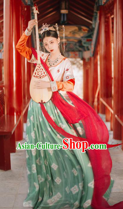 Traditional Chinese Tang Dynasty Palace Lady Replica Costumes Ancient Apsaras Flying Dance Hanfu Dress for Women