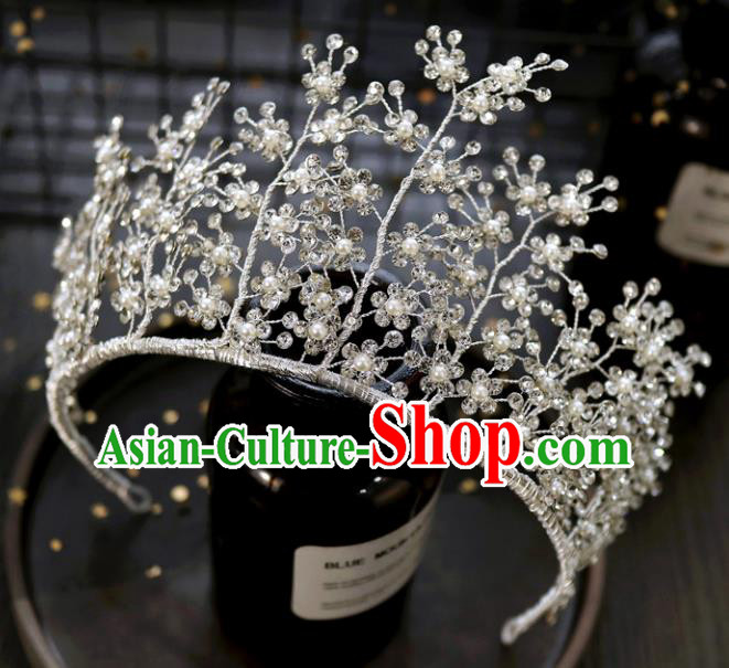 Handmade Baroque Princess Crystal Branch Royal Crown Children Hair Clasp Hair Accessories for Kids