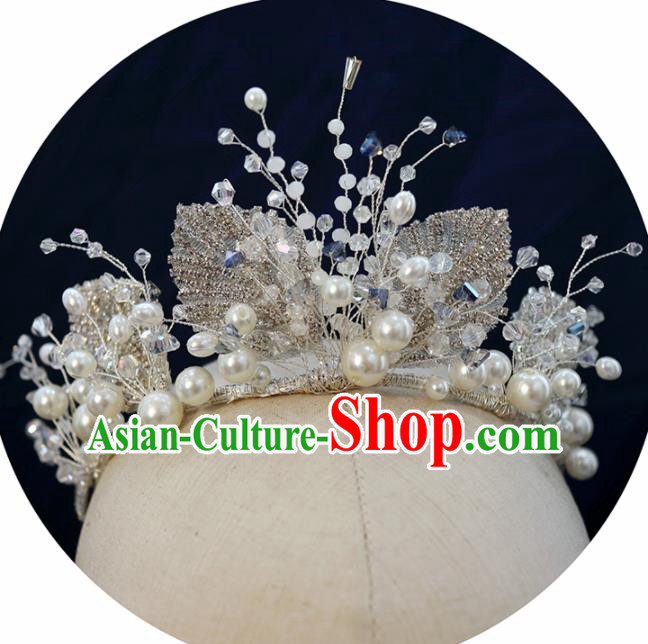 Handmade Baroque Princess Crystal Leaf Royal Crown Children Hair Clasp Hair Accessories for Kids