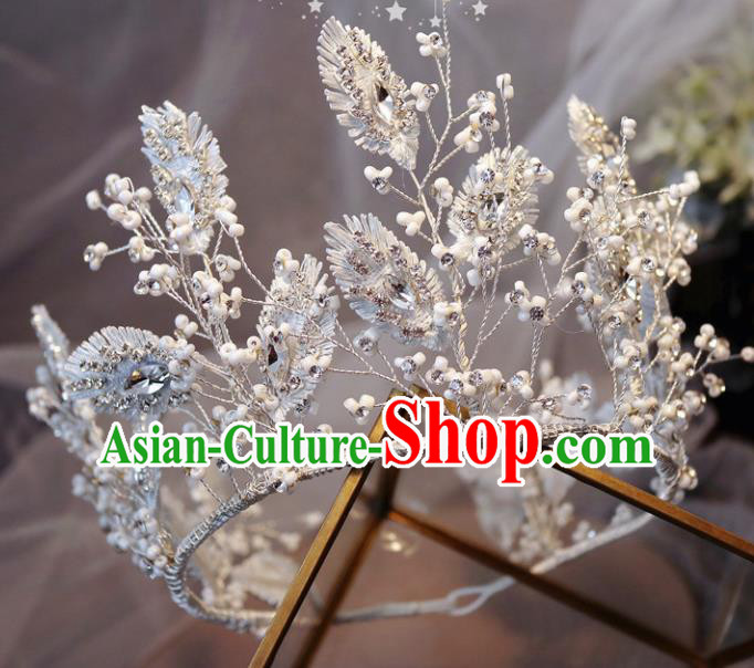 Handmade Baroque Princess Leaf Royal Crown Children Hair Clasp Hair Accessories for Kids