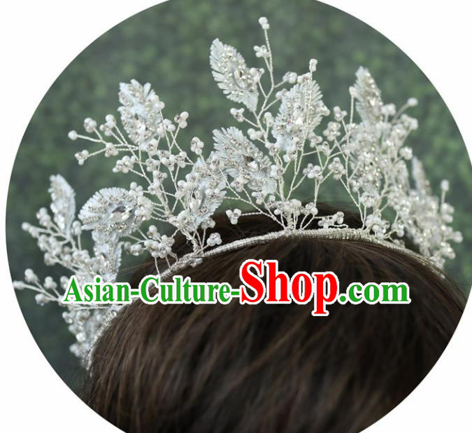 Handmade Baroque Princess Leaf Royal Crown Children Hair Clasp Hair Accessories for Kids
