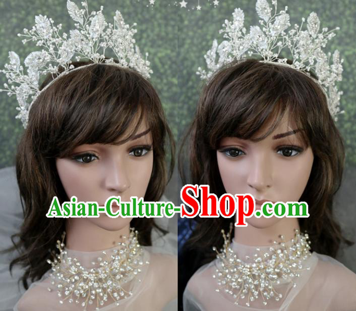 Handmade Baroque Princess Leaf Royal Crown Children Hair Clasp Hair Accessories for Kids