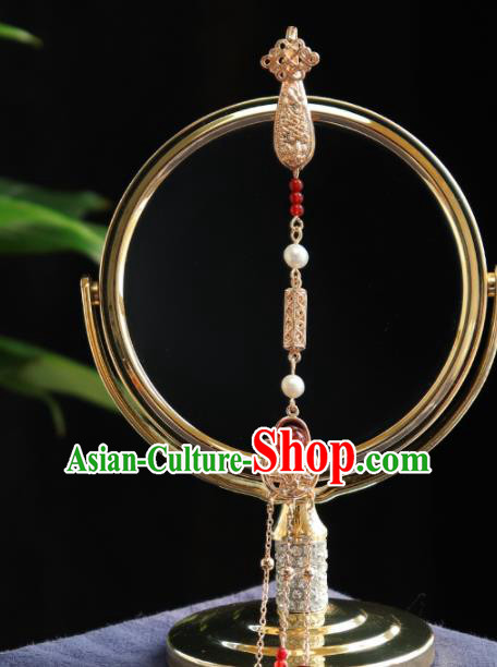 Traditional Chinese Handmade Pearls Tassel Brooch Hanfu Breastpin Jewelry Accessories for Women