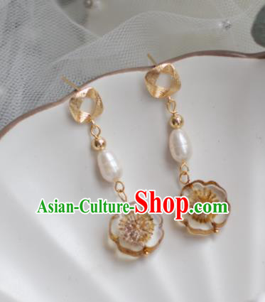 Traditional Chinese Classical Pearls Earrings Handmade Court Golden Ear Accessories for Women