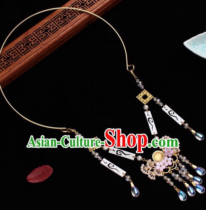 Traditional Chinese Handmade Court Golden Necklace Jewelry Accessories Ancient Princess Pine Necklet for Women