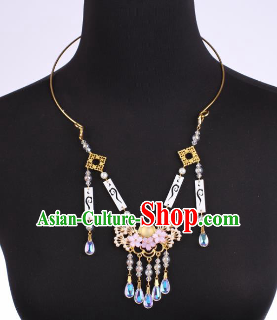 Traditional Chinese Handmade Court Golden Necklace Jewelry Accessories Ancient Princess Pine Necklet for Women