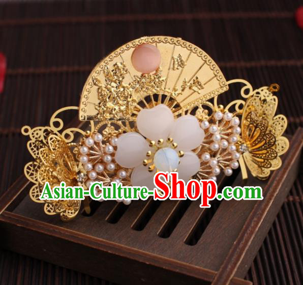 Traditional Chinese Hanfu Golden Butterfly Pine Hair Comb Ancient Court Princess Hairpins Hair Accessories for Women