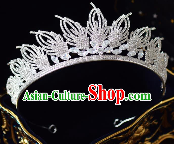 Handmade Baroque Princess Zircon Royal Crown Bride Wedding Hair Accessories for Women