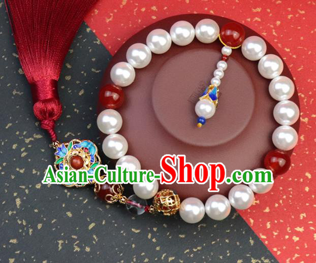 Traditional Chinese Handmade Beads Tassel Brooch Hanfu Breastpin Jewelry Accessories for Women