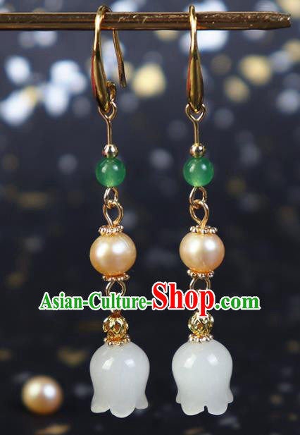 Traditional Chinese Handmade Convallaria Majalis Earrings Ancient Hanfu Ear Accessories for Women