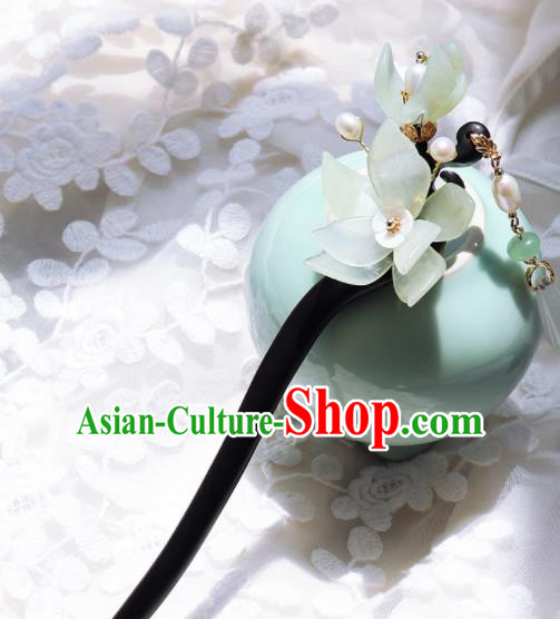 Traditional Chinese Hanfu Green Magnolia Ebony Hair Clip Ancient Court Princess Hairpins Hair Accessories for Kids