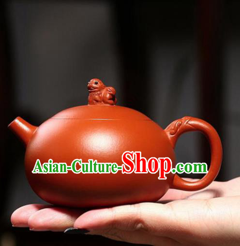 Traditional Chinese Handmade Carving Pi Xiu Zisha Teapot Dark Red Clay Pottery Teapot