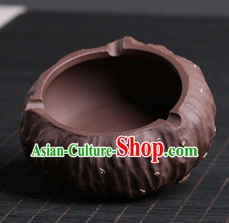 Traditional Chinese Handmade Zisha Lotus Seedpod Ashtray Red Clay Pottery Tray