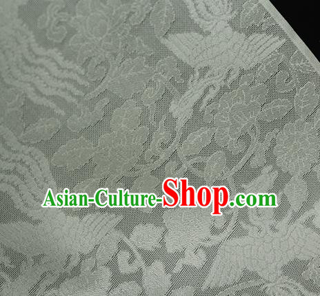 Traditional Chinese Classical Phoenix Flowers Pattern Light Green Silk Fabric Ancient Hanfu Dress Silk Cloth